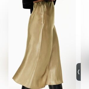 Aritzia Babaton Slip Satin Midi Skirt Toasted Oat
